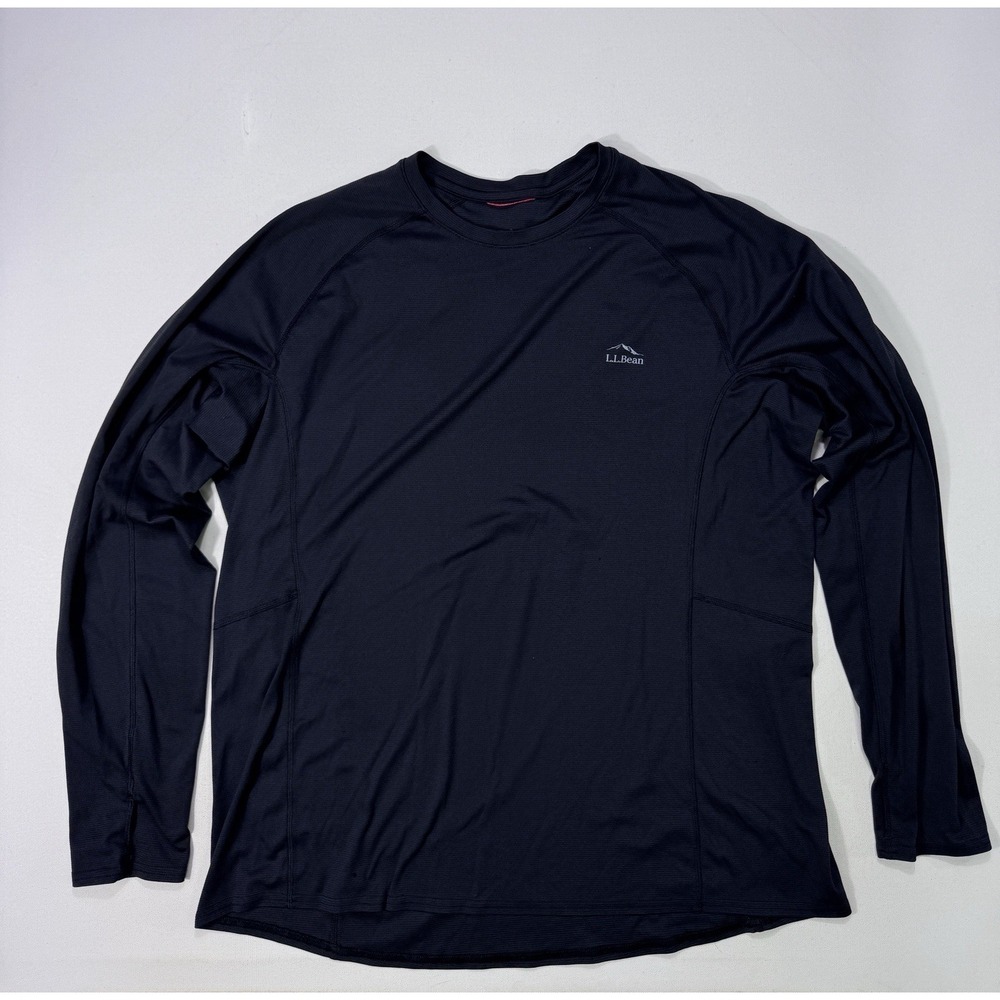 L.L. Bean Shirt Mens 2XLT Black Long Sleeve Base Layer Thermal Hiking Outdoor